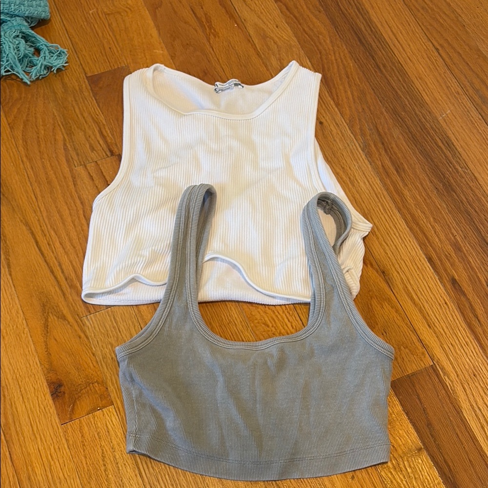Zara White and Gray Tank Tops